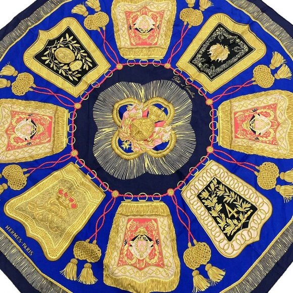 Auth HERMES Carre 90 - Blue Dark Navy Multi Scarf - Picture 7 of 7